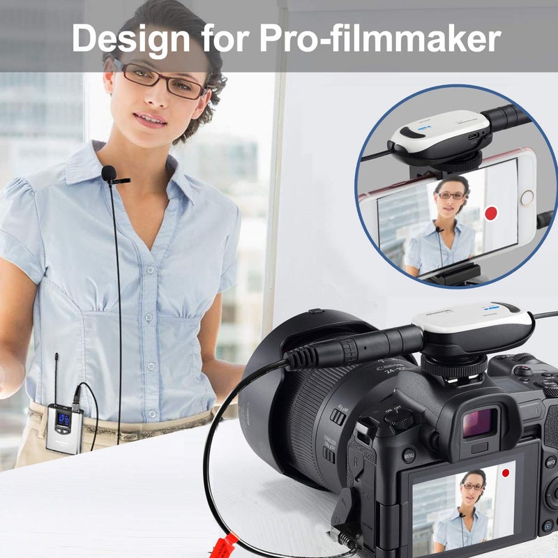 Alvoxcon ميكروفون لابيل لاسلكي مزدوج Alvoxcon TG220S لجهاز iPhone، كاميرا DSLR، مكبر صوت PA، يوتيوب، بودكاست، تسجيل فيديو، مؤتمر، مدونات الفيديو، كنيسة، مقابلة، تعليم - Image 2